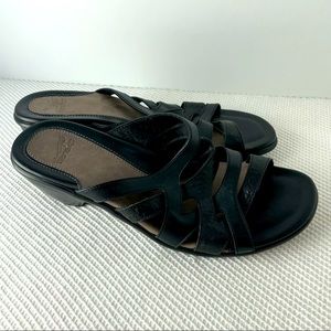Dansko Roz Black Calf Leather Straps Sandals